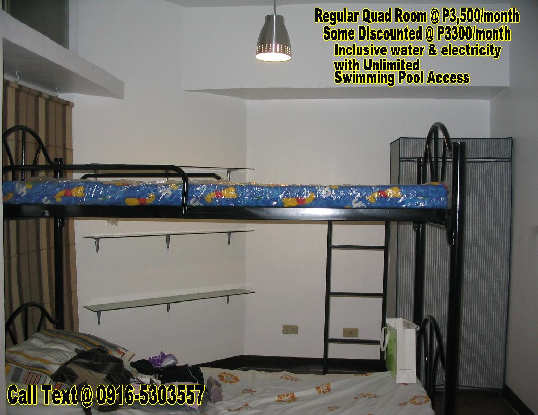 BEDSPACE CONDO ROOM SHARING @ P3, 500 W/SWIMMING POOL 0927-5139358
