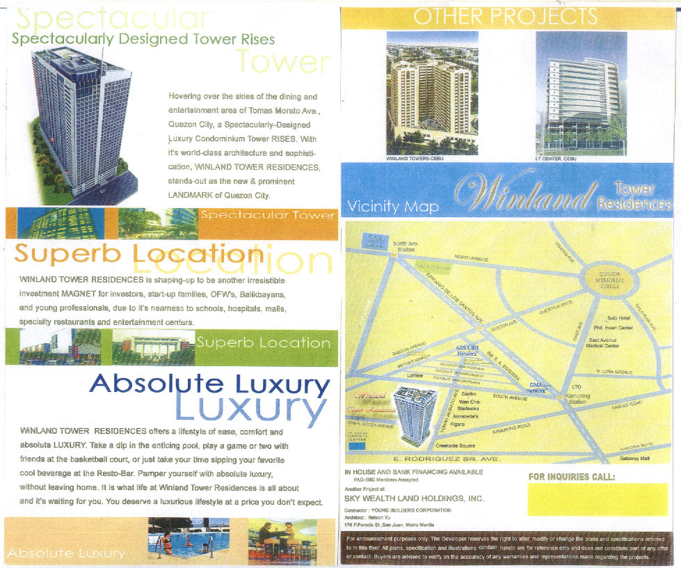 WINLAND TOWER RESIDENCES – GOOD INVESTMENT T QUEZON CITY