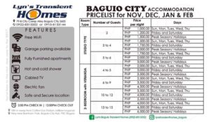 Lyn's Baguio Transient Home Rates