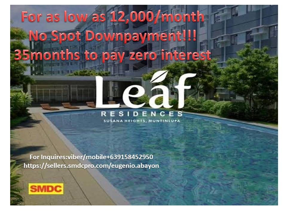 2BR Condominium for sale in Muntinlupa 2BR at Php.14,000+++ /Month SMDC LEAF RESIDENCES