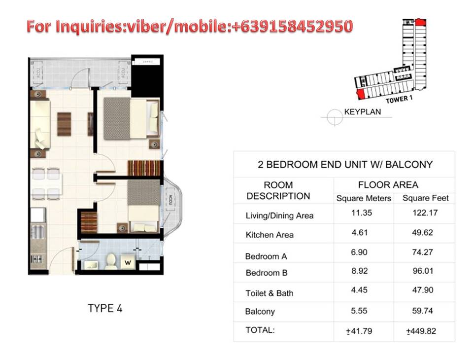 1BR Condominium for Sale in EDSA-BONI MRT for Php. 14,500 Light 2 Residences