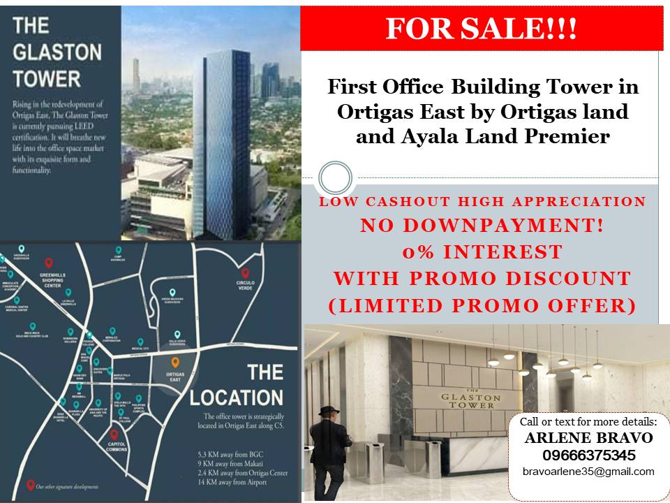 Office Space Unit for Sale w/parking  near Ortigas Center / Glaston Tower 88.88sqm