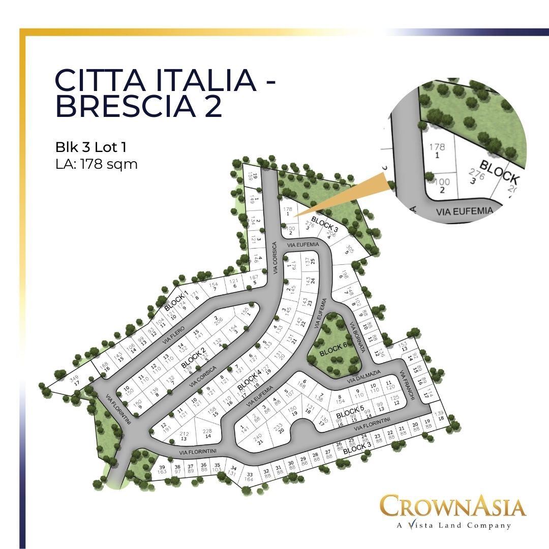Lot only for sale in Crown Asia Citta Italia Brescia 2 (178sqm)