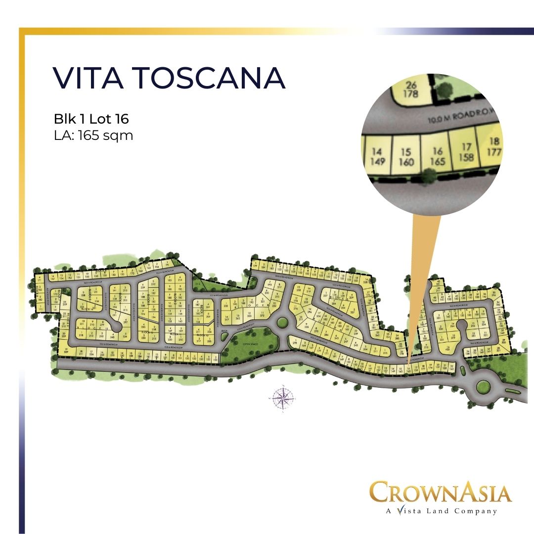 Lot only for sale in Crown Asia Vita Toscana (165sqm)