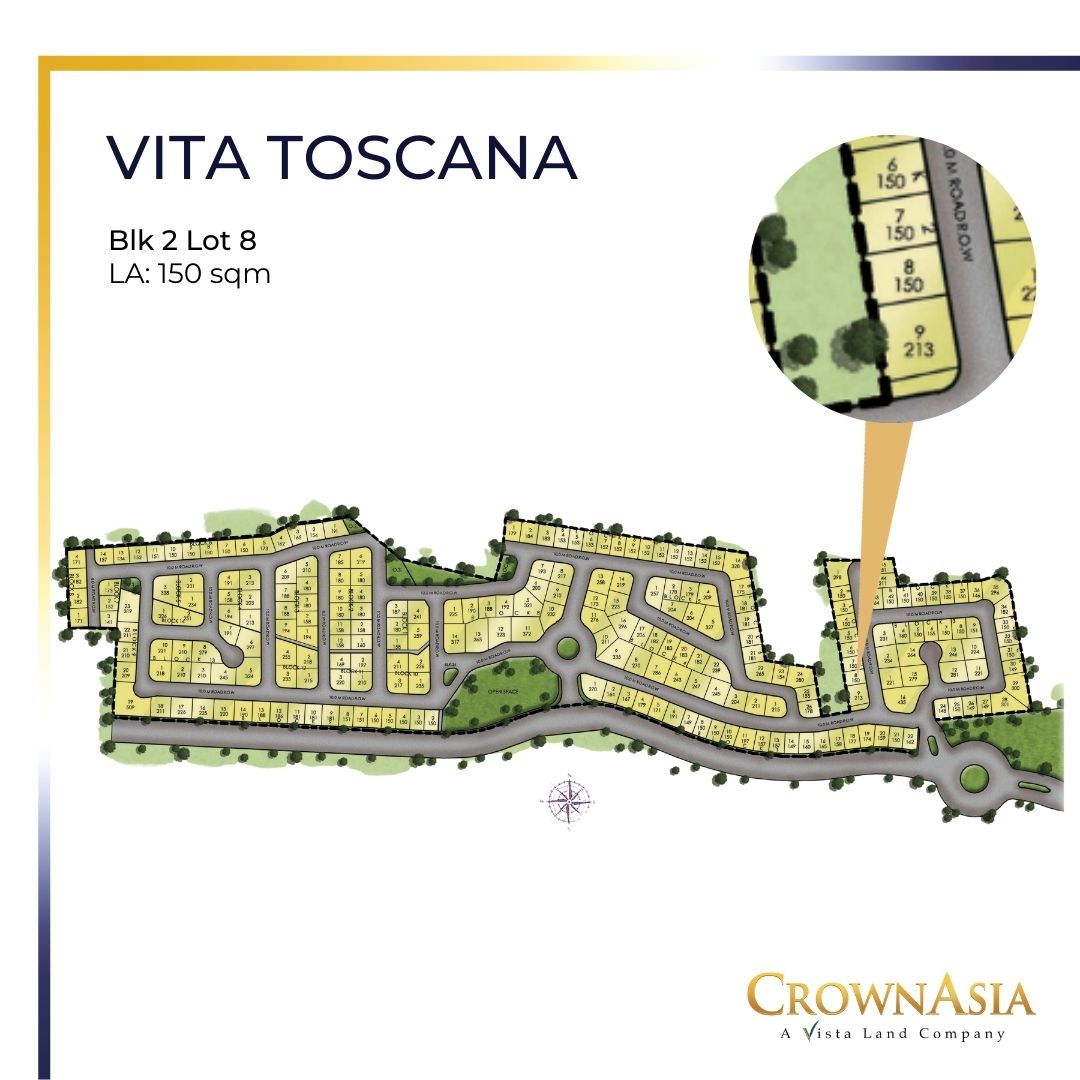 Lot only for sale in Crown Asia Vita Toscana (150sqm) lot 8