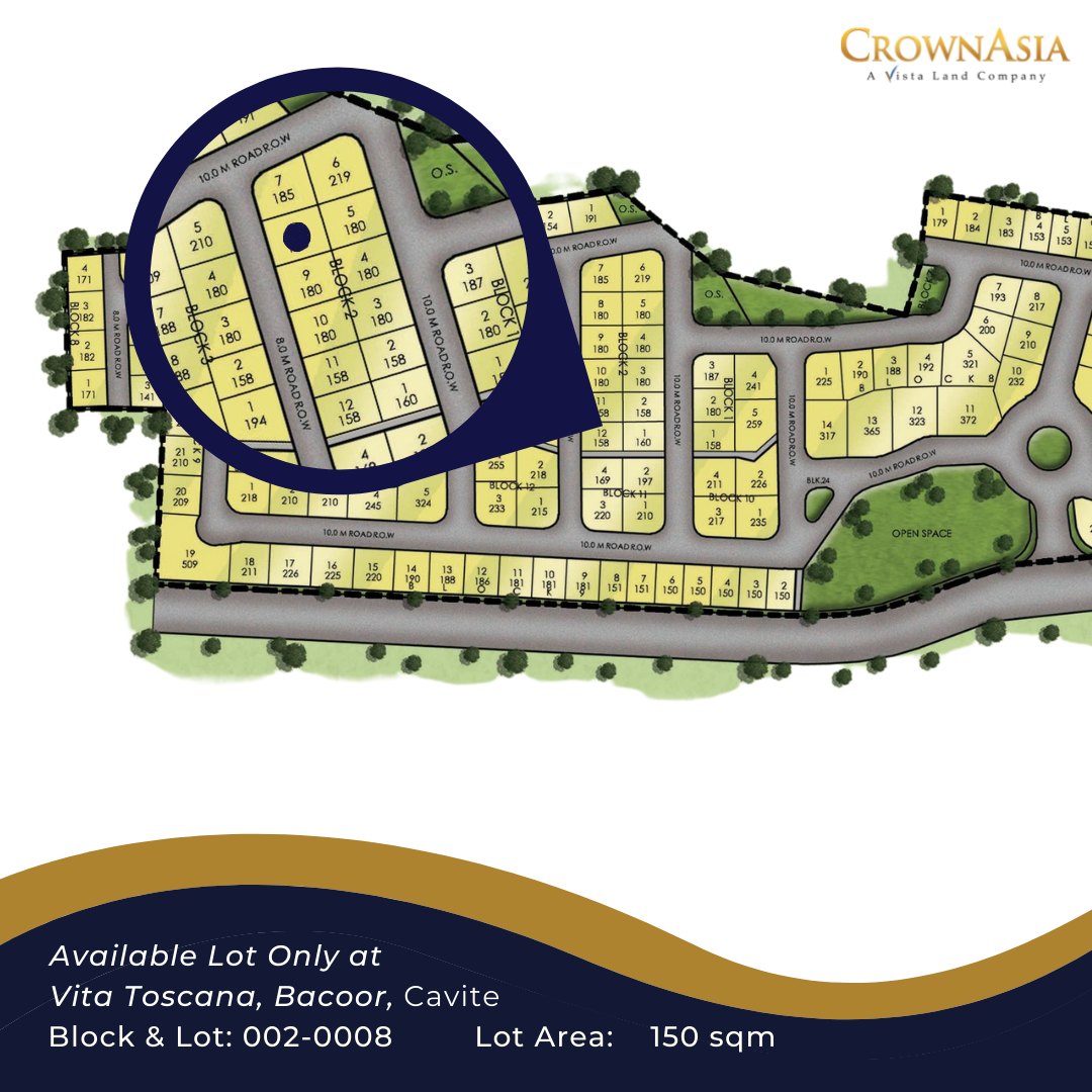 LOT FOR SALE IN (VITA TOSCANA B2L8) BACOOR CAVITE