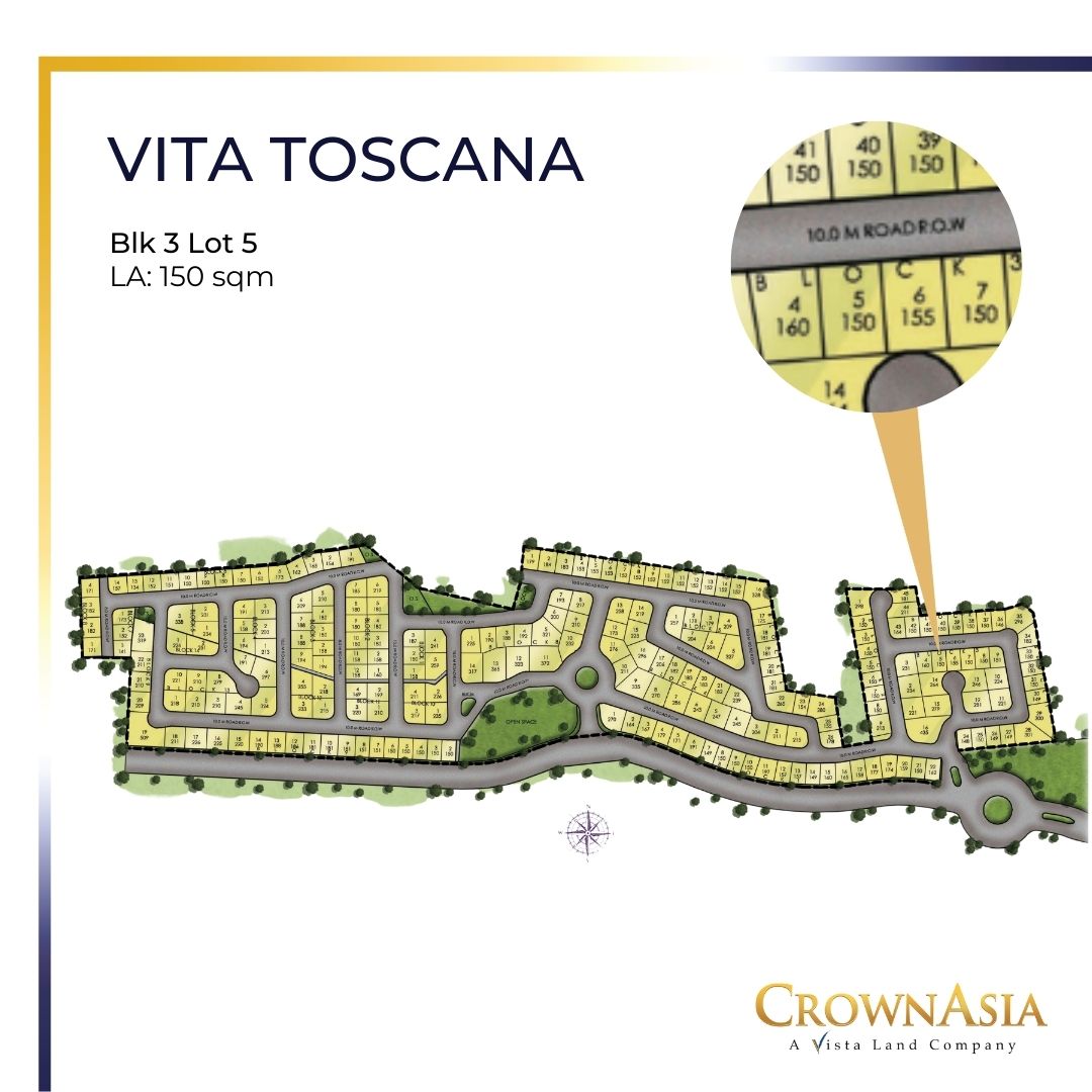 Lot only for sale in Crown Asia Vita Toscana (150sqm) lot 5