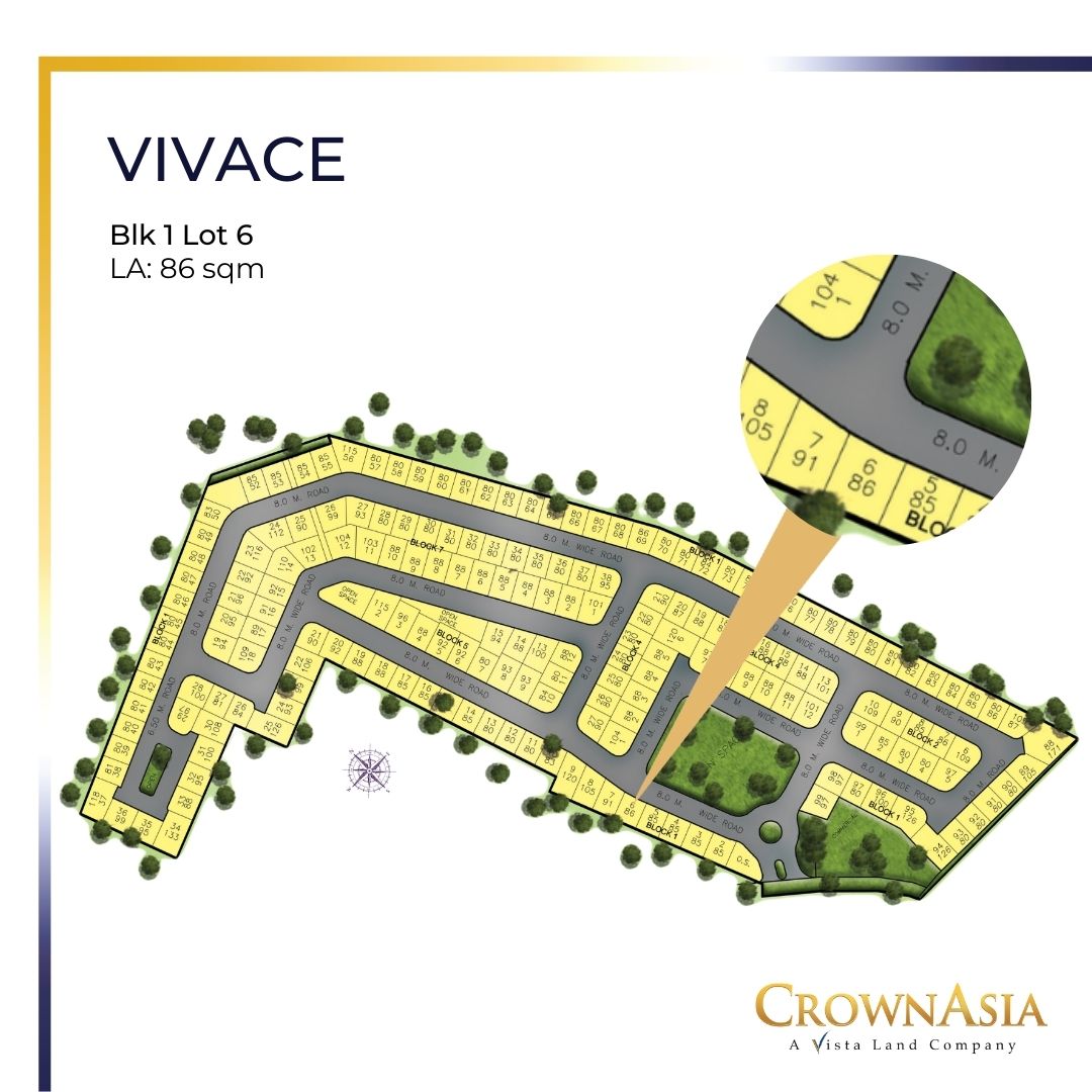 Lot only for sale in Crown Asia Vivace (86sqm)