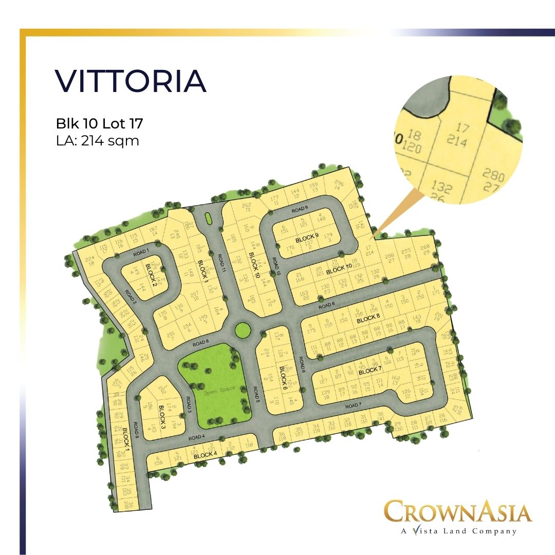 Lot For Sale in Bacoor: Vittoria (214sqm) by Crown Asia