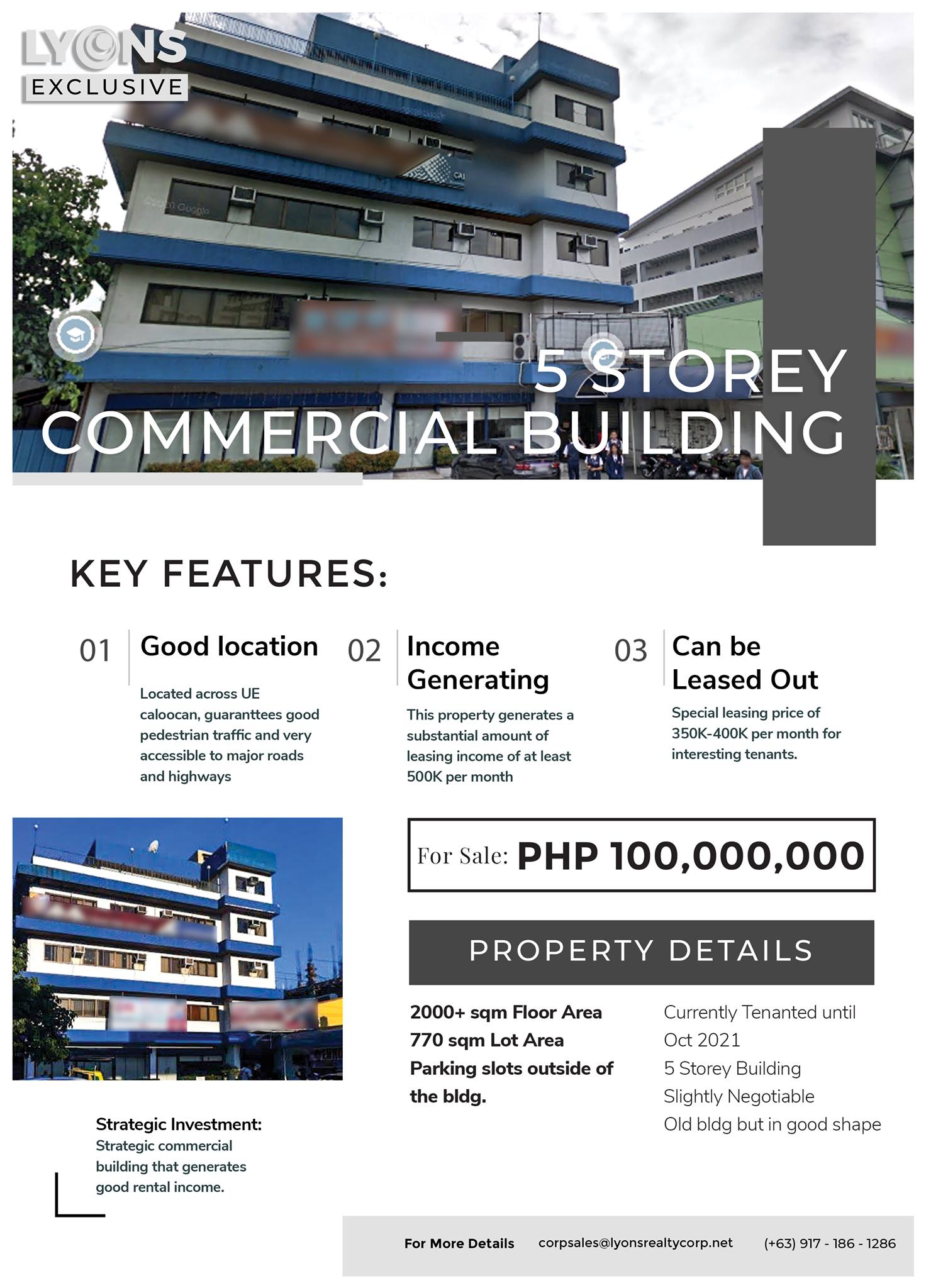 5-Storey Commercial/Residential Building for Sale in Caloocan City