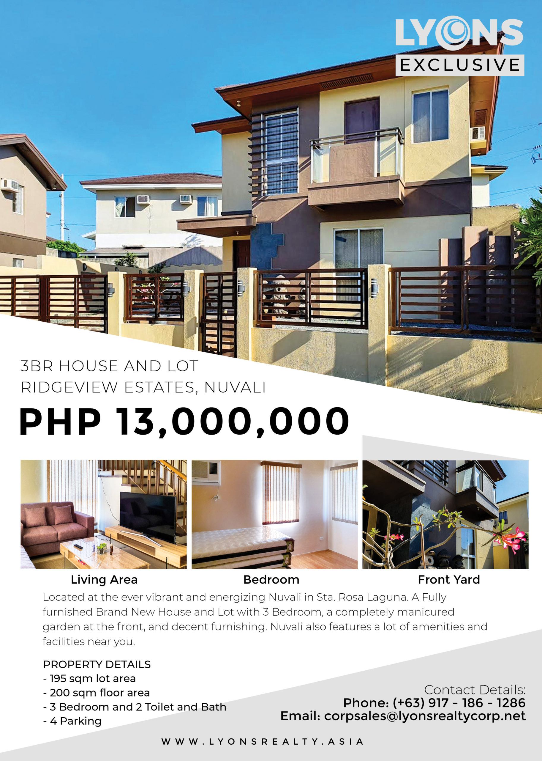 3BR House and Lot for Sale in Ridgeview Estate Nuvali, Laguna