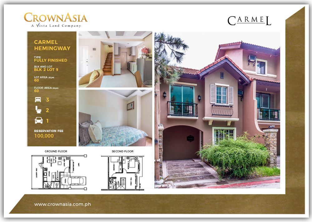 Carmel by Crown Asia | 3BR house & lot for sale in Bacoor Cavite