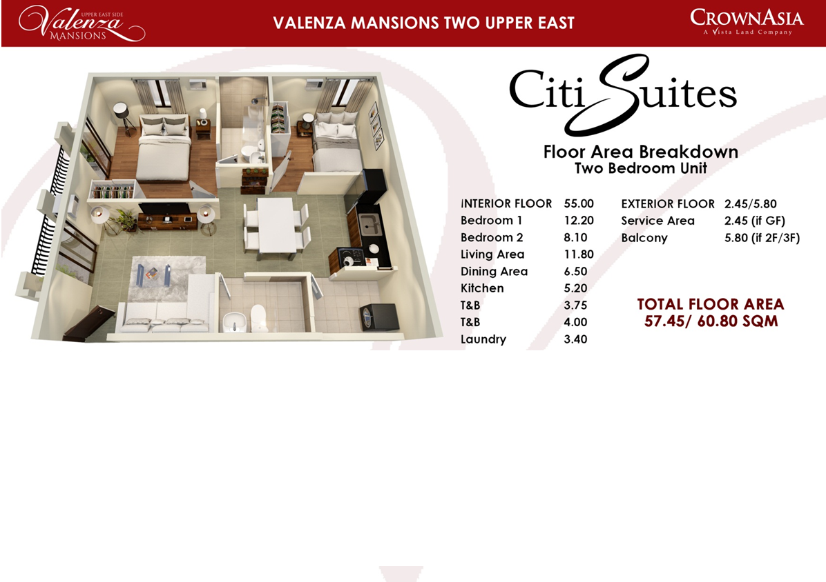 Pre Selling 2 Bedroom Condo for sale in Santa Rosa, Laguna | Valenza Mansions by Crown Asia
