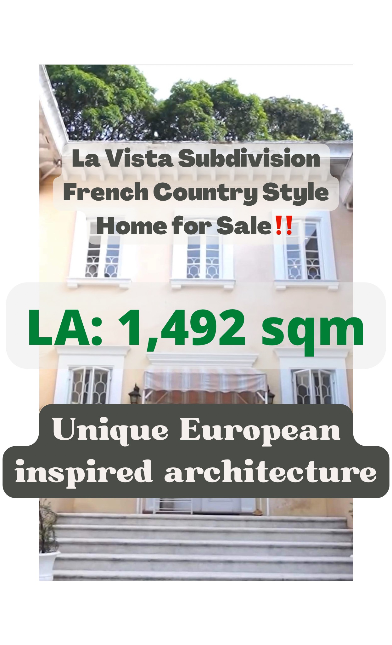 La Vista Subdivision French Country Style Home for Sale‼️