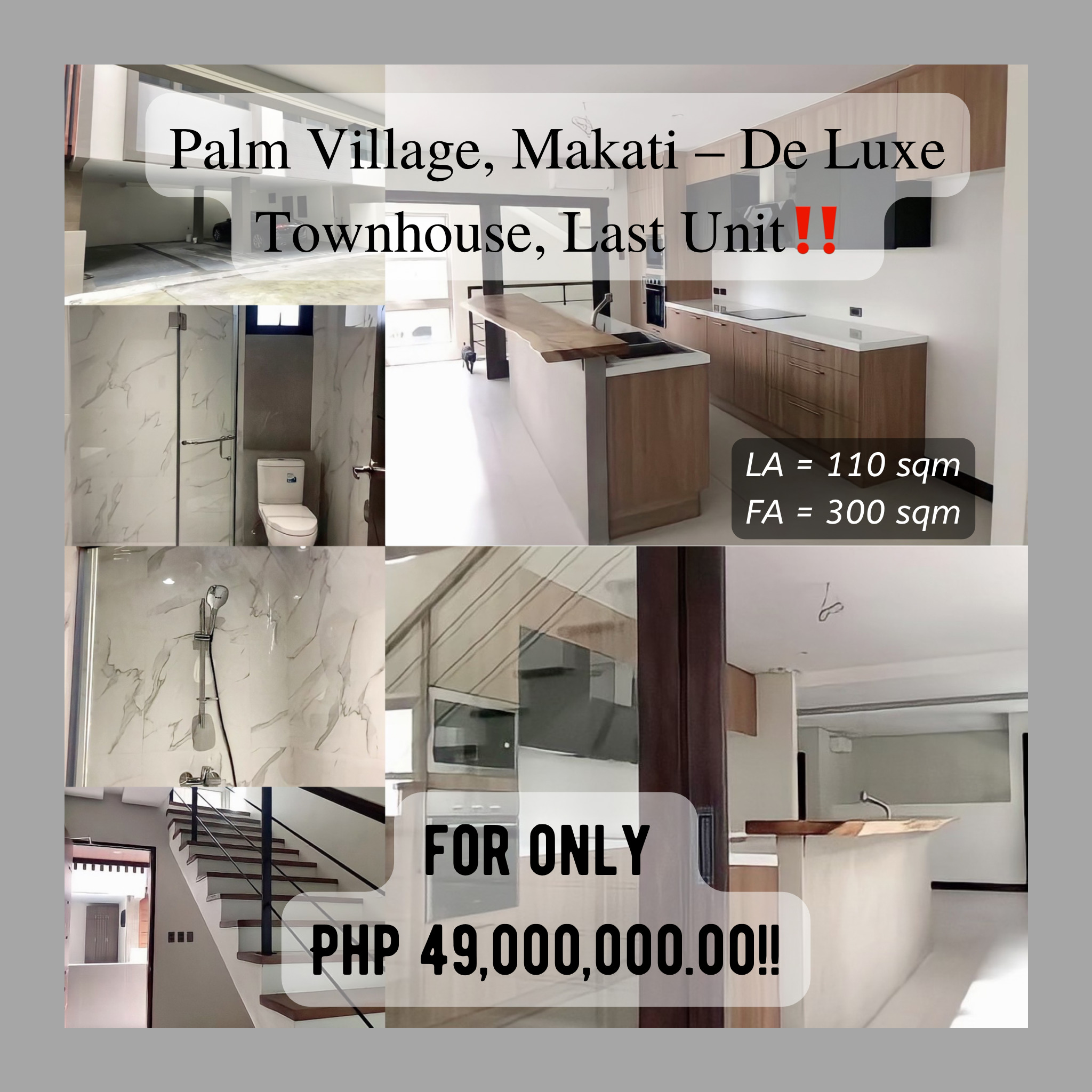 Palm Village, Makati – De Luxe Townhouse, Last Unit‼️