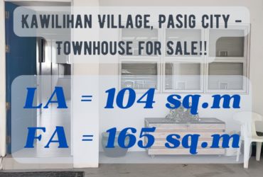 Kawilihan Village, Pasig City – Townhouse for Sale‼️