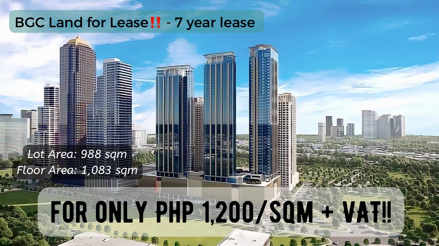 BGC Land for Lease – 7 year lease‼️