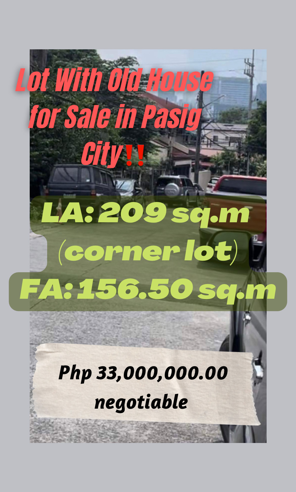 Lot With Old House for Sale in Pasig City‼️