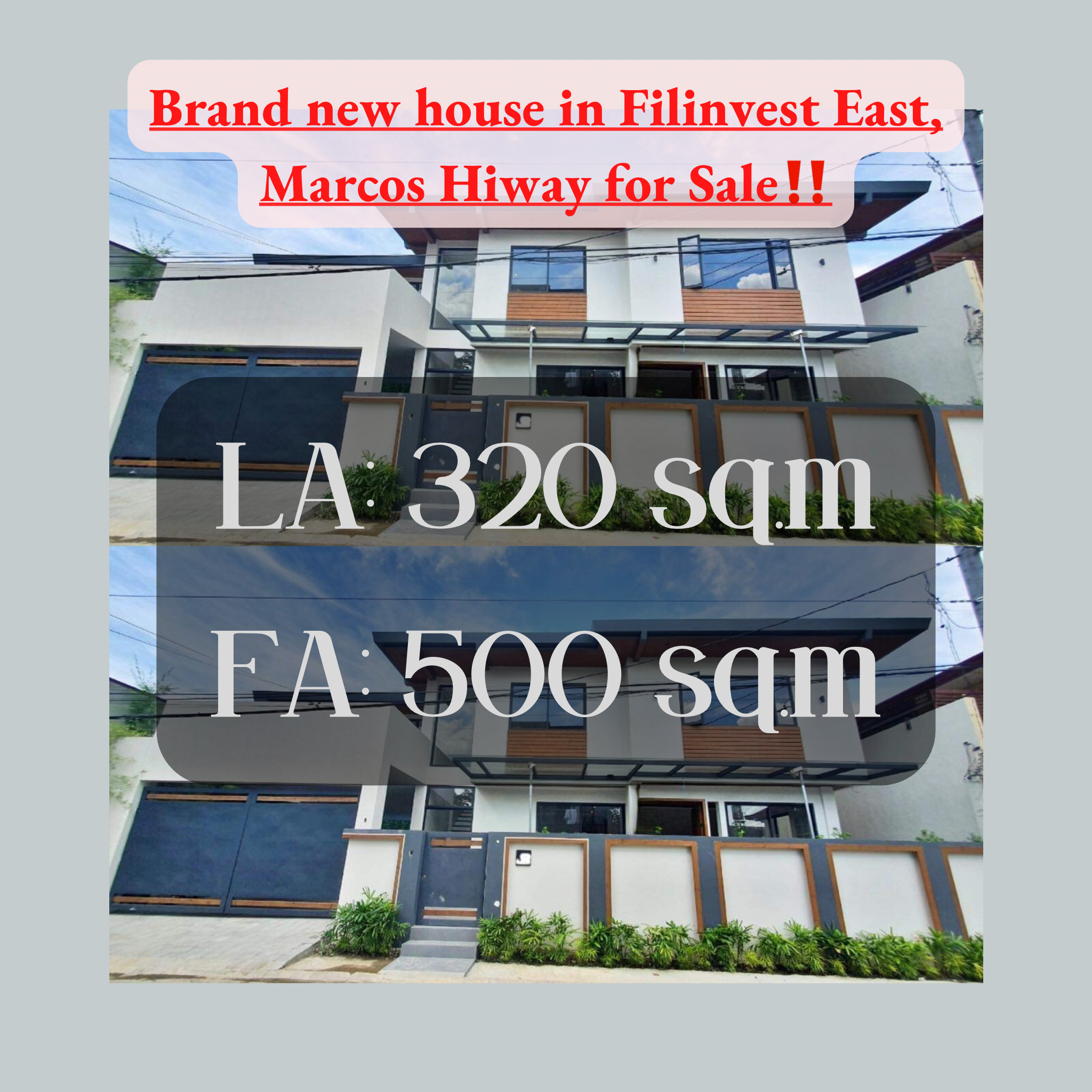 Brand new house in Filinvest East, Marcos Hiway for Sale‼️