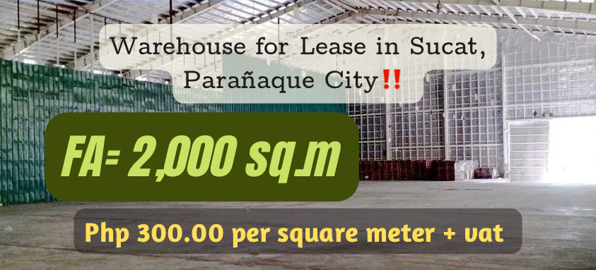 Warehouse for Lease in Sucat, Parañaque City‼️