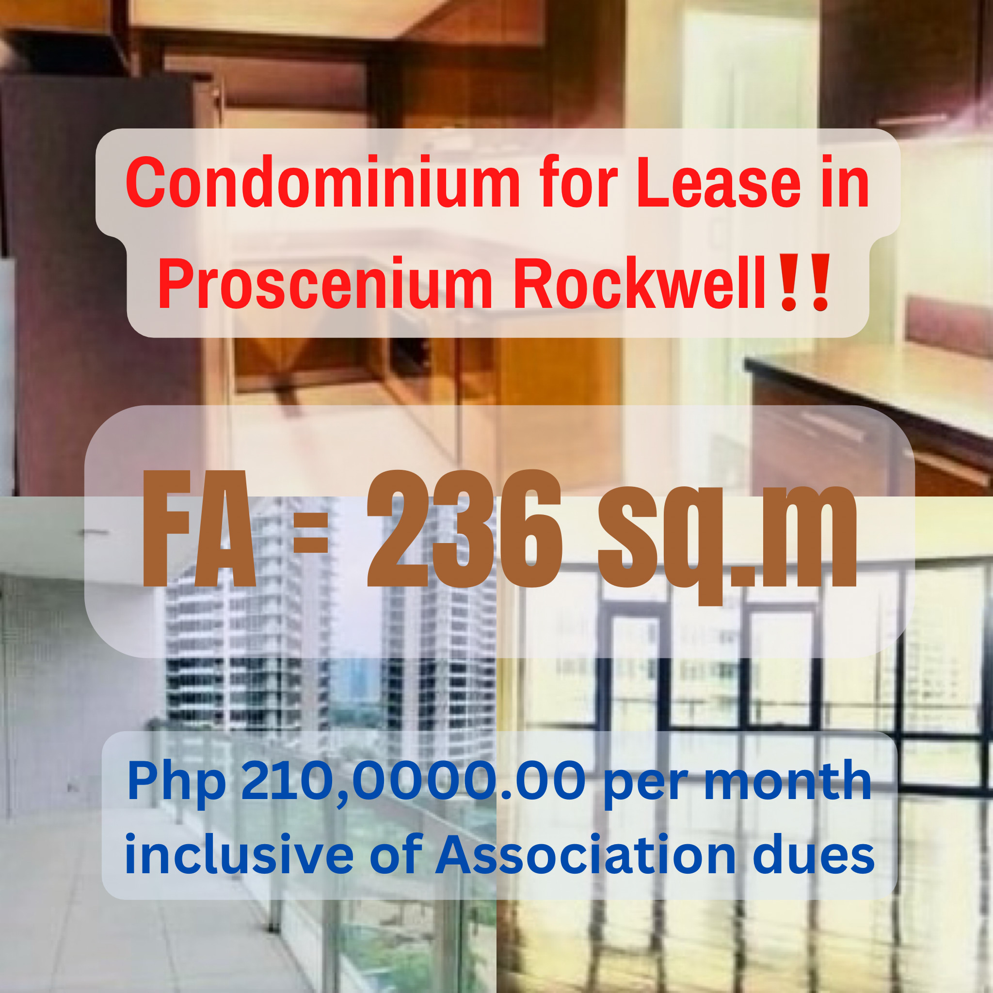 Condominium for Lease in Proscenium Rockwell‼️