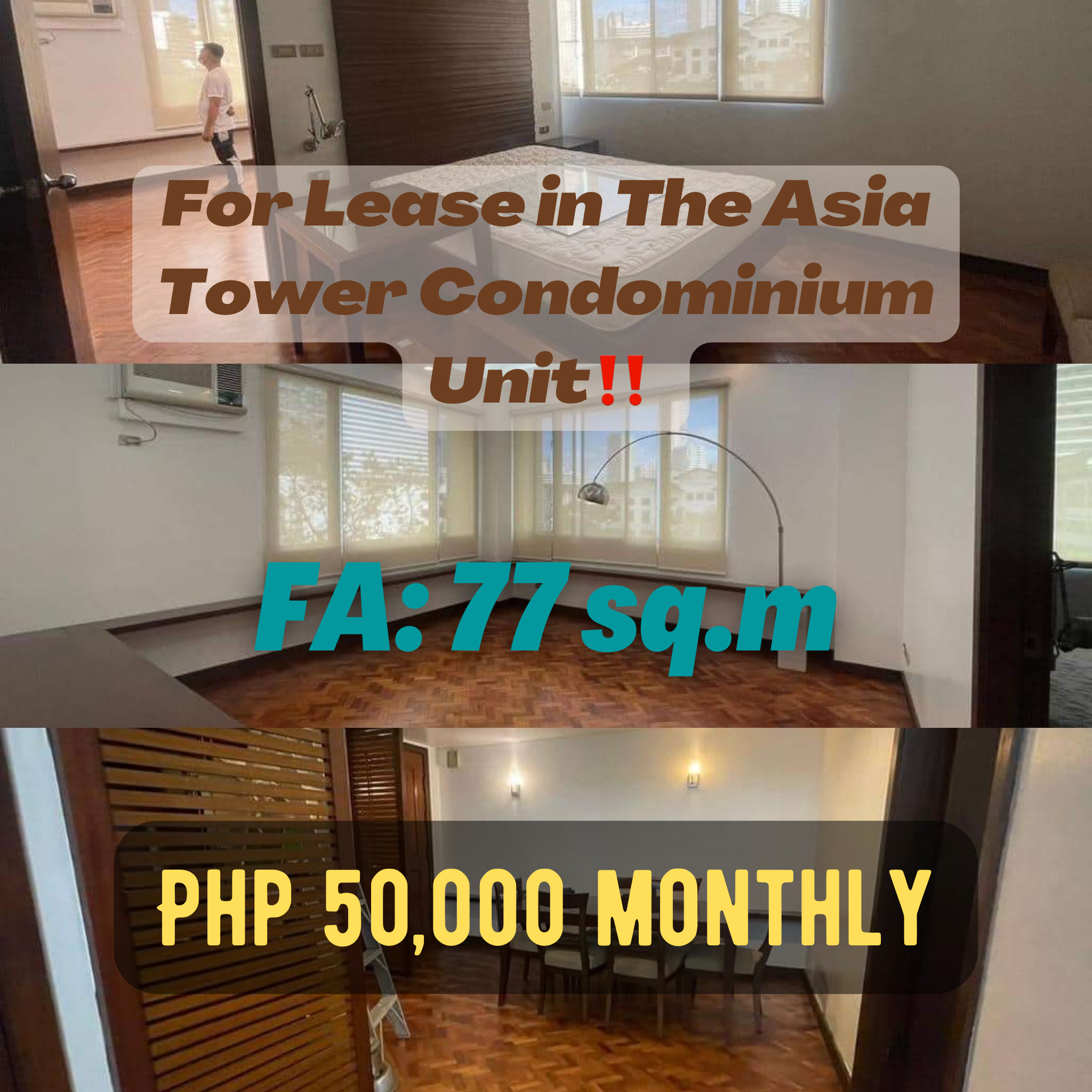 For Lease in The Asia Tower, Legazpi Village –  Condominium Unit‼️