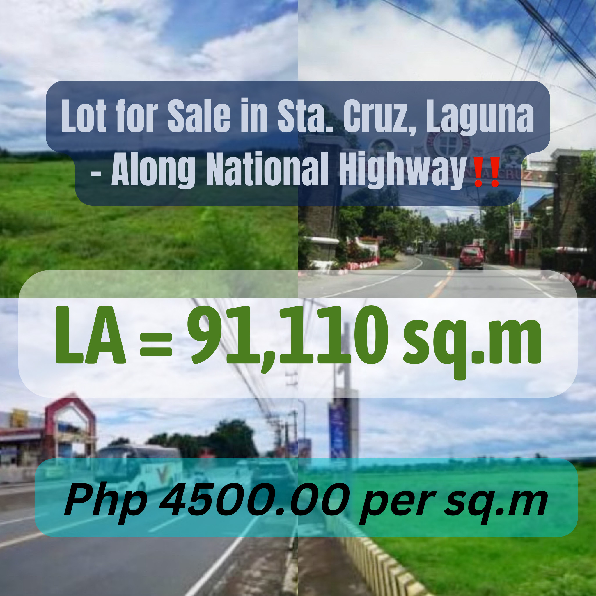 Lot for Sale in Sta. Cruz, Laguna – Along National Highway‼️