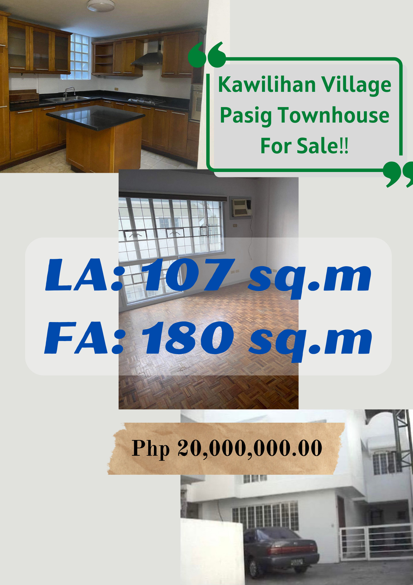 Kawilihan Village Pasig Townhouse For Sale with Php 20,000,000.00‼️