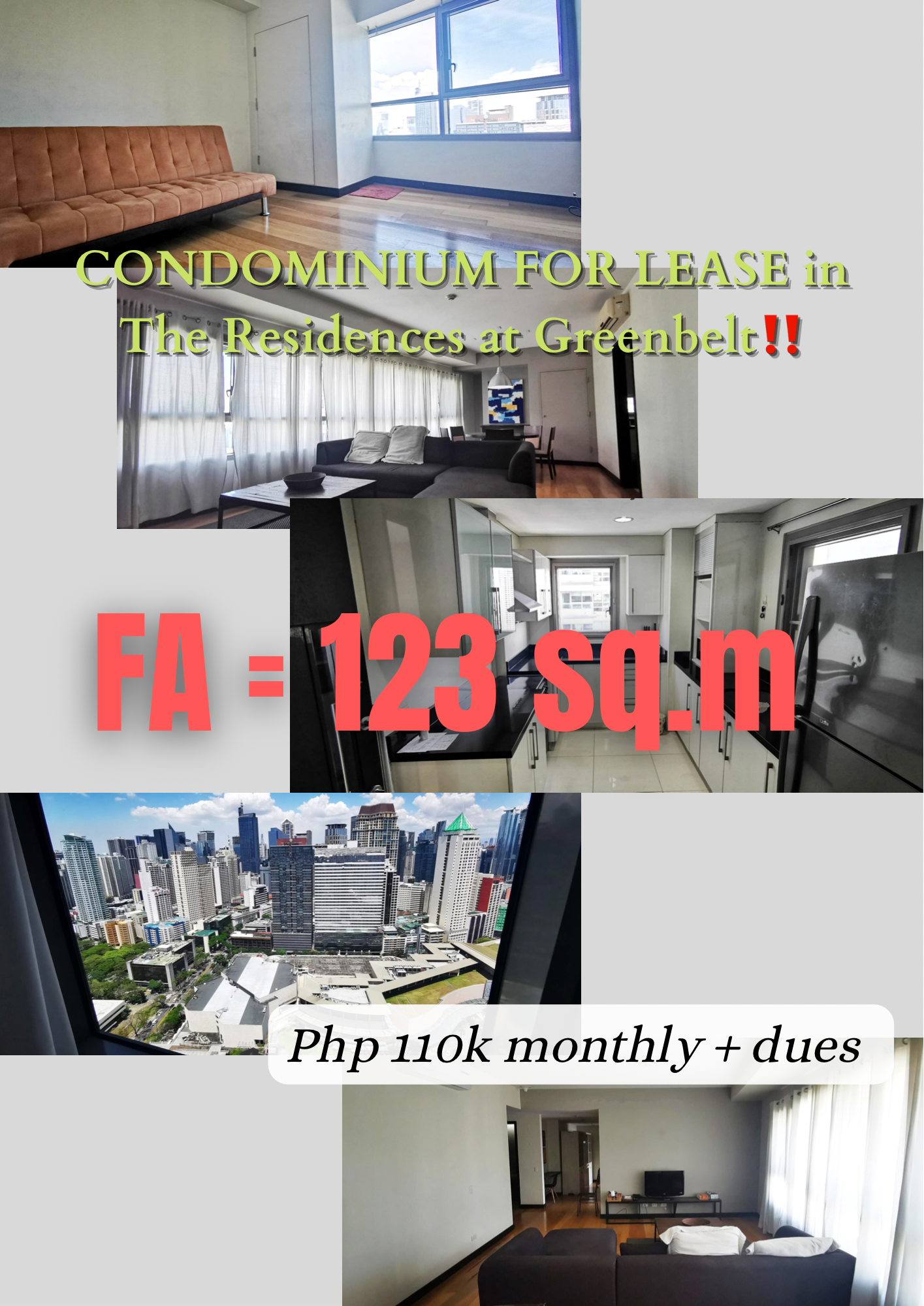 CONDOMINIUM FOR LEASE in The Residences at Greenbelt‼️