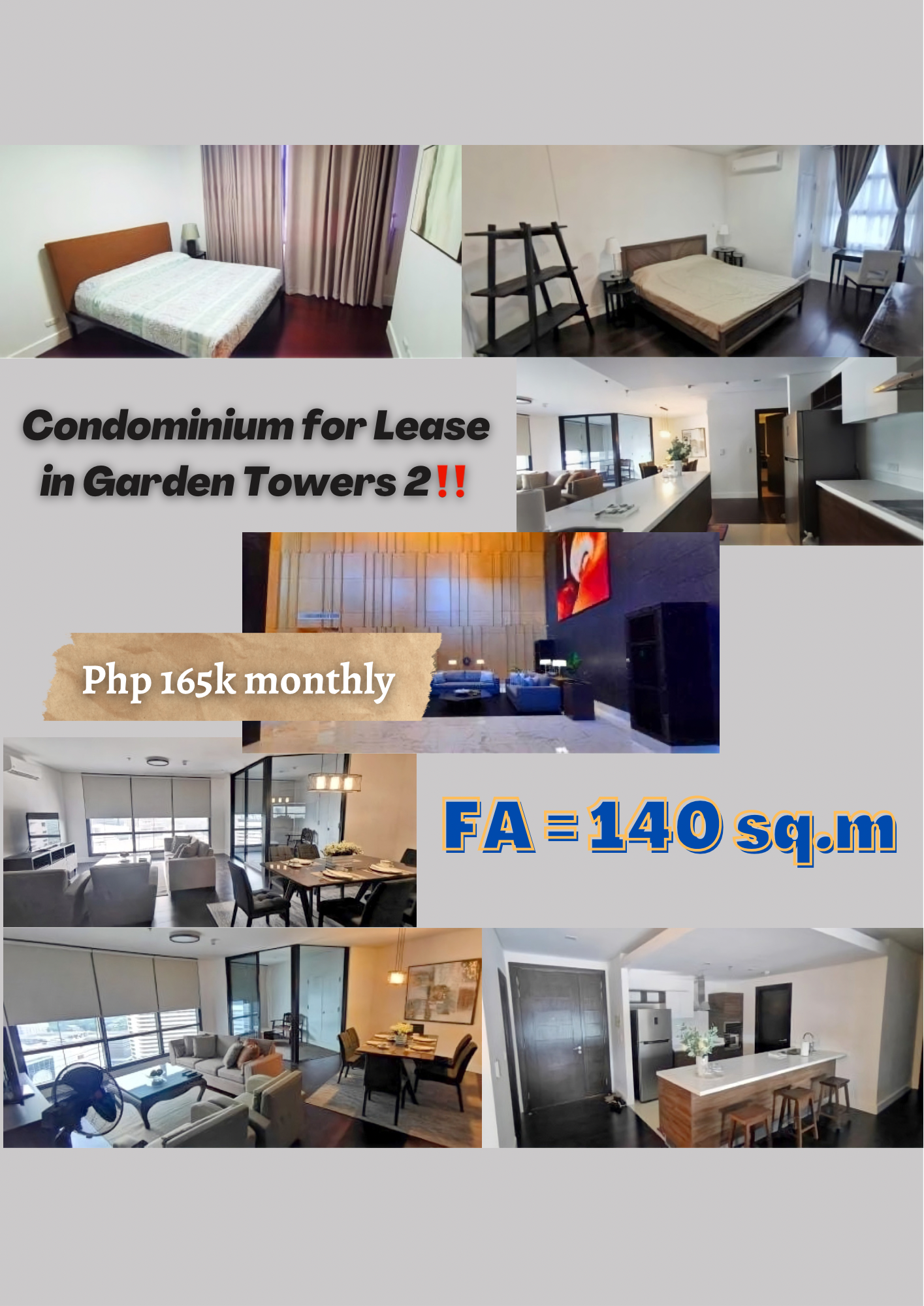Condominium for Lease in Garden Towers 2‼️