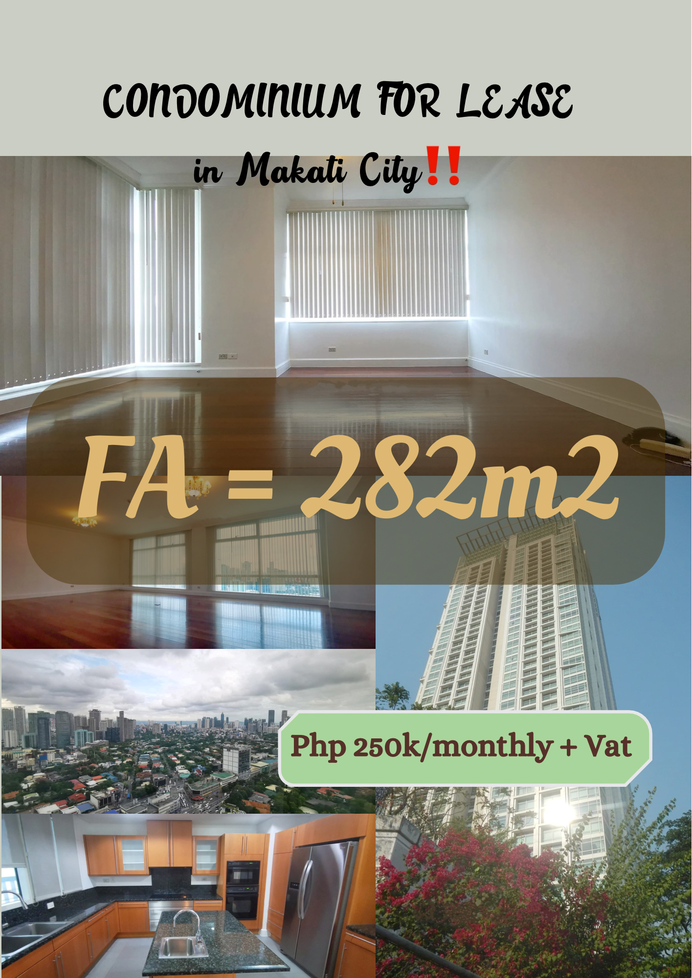 CONDOMINIUM FOR LEASE in One Roxas Triangle, Makati City‼️