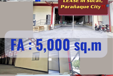 WAREHOUSE FOR LEASE in Sucat, Parañaque City with 5k sq.m‼️