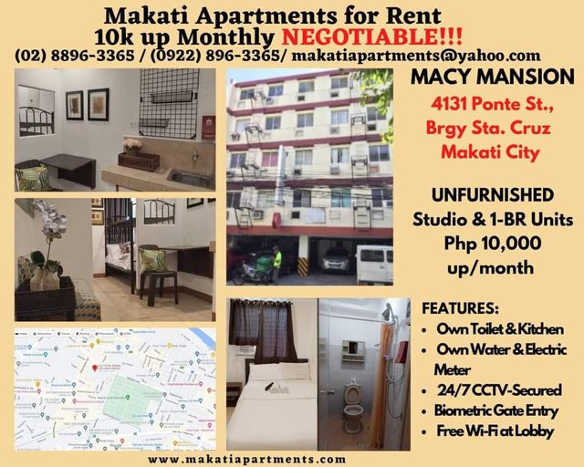 Apartment for rent in Sta Cruz Makati  1br near Makati Medical Center
