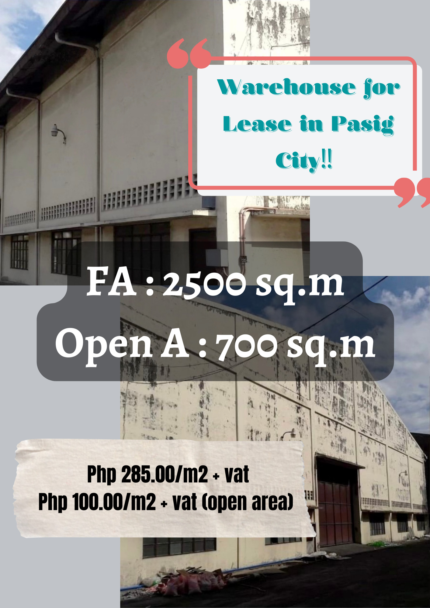 Warehouse for Lease in Pasig City‼️