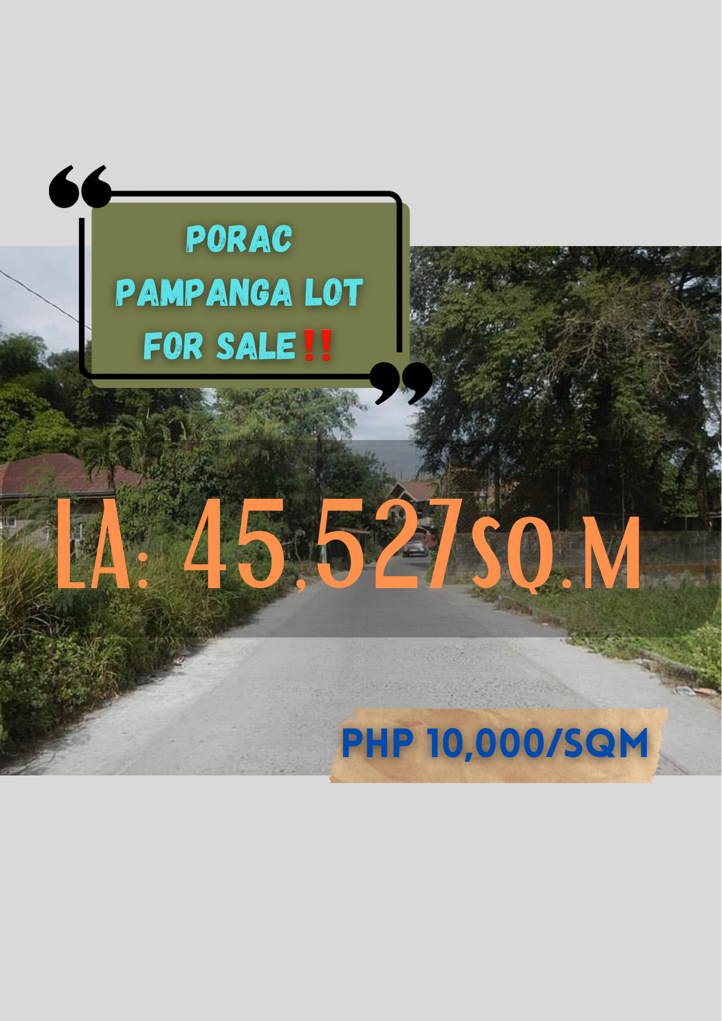 Porac Pampanga, Barangay Cangatba  Lot For Sale @10k/sq.m‼️