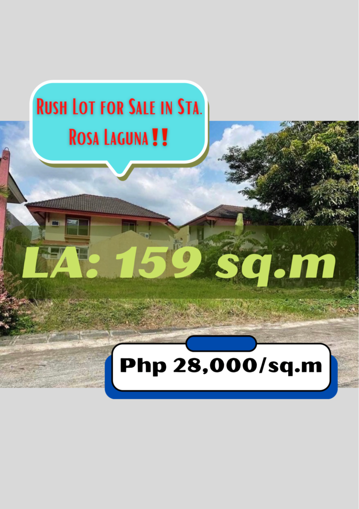 Rush Lot for Sale in Sta. Rosa Estates 2, Laguna with 159 sq.m‼️